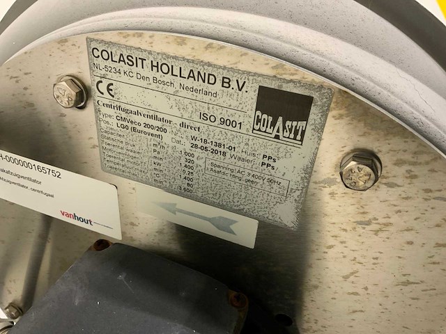 2018 colasit cmveco 200/200 centrifugaal ventilator - afbeelding 3 van  4