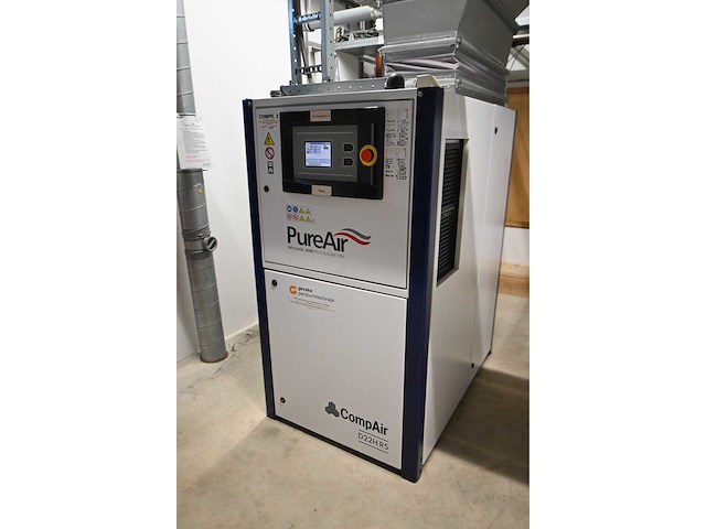 2018 compair / geveke d22hrs-10a-v3 olievrije schroefcompressor inclusief parker cdas hl clean dry air system en magnet luchttank - afbeelding 12 van  20