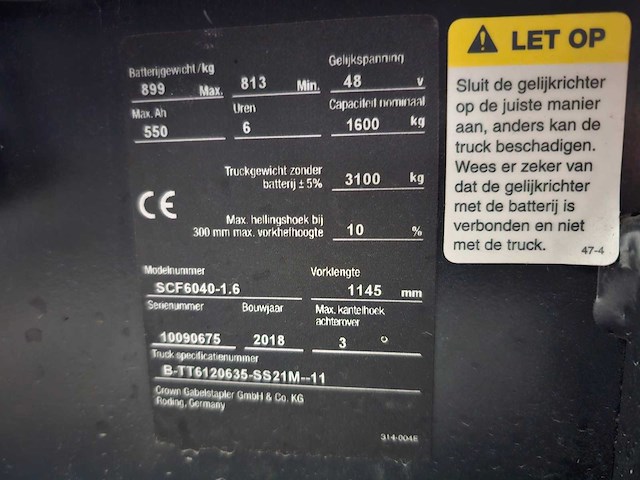 2018 crown sct6040-1.6 vorkheftruck - afbeelding 21 van  23