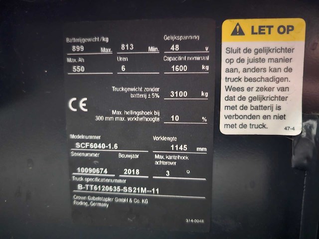 2018 crown sct6040-1.6 vorkheftruck - afbeelding 23 van  25