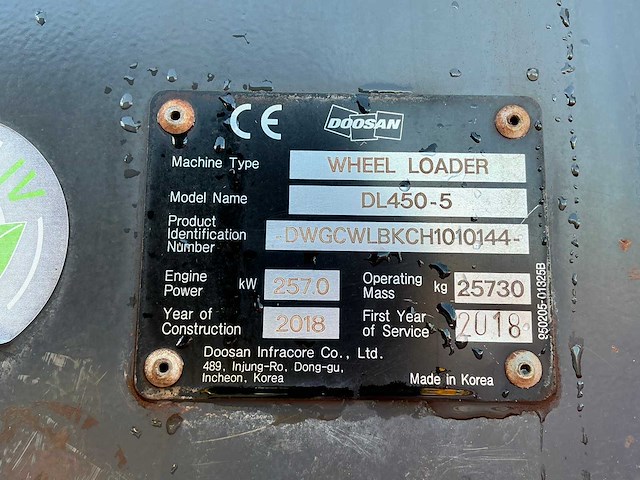 2018 doosan dl450-5 shovel - afbeelding 10 van  18