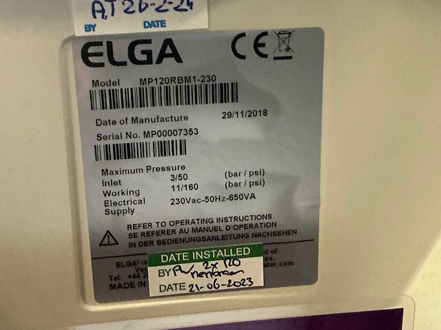 2018 elga medica mp129rbm1-230 waterzuiveringssysteem - afbeelding 7 van  8