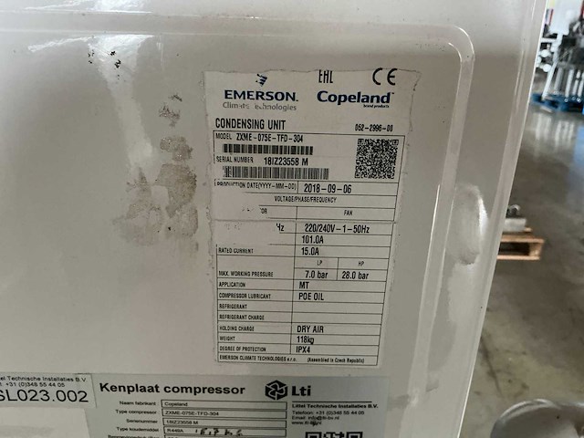 2018 emerson zxme-075e-tfd-304 condensor - afbeelding 4 van  4