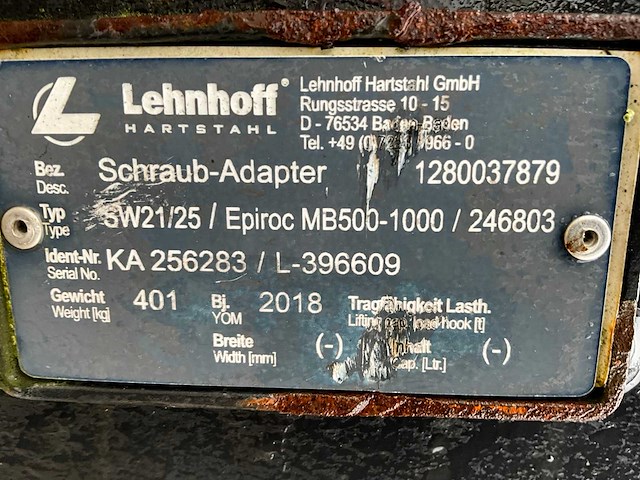 2018 epiroc / atlas copco mb 1000 hydraulische sloophamer - afbeelding 9 van  9