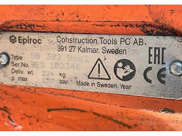 2018 epiroc / atlas copco sb 302 lh hydraulische breekhamer - afbeelding 7 van  10