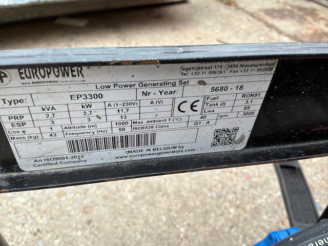 2018 europower ep3300 noodstroomaggregaat - afbeelding 9 van  9