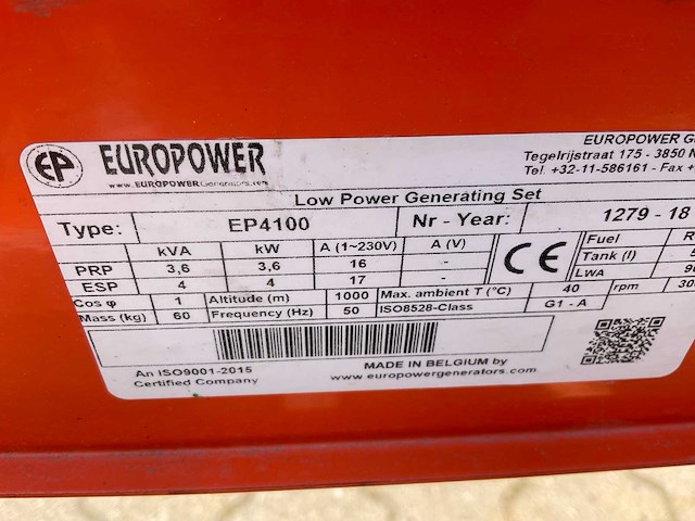 2018 europower ep4100 stroom aggregaat - afbeelding 8 van  8