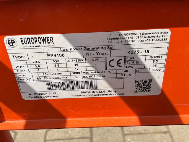 2018 europower ep4100 stroom aggregaat - afbeelding 5 van  5