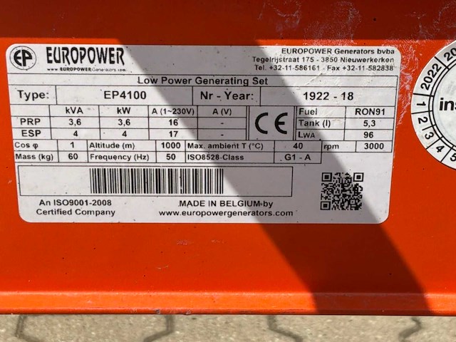2018 europower ep4100 stroom aggregaat - afbeelding 7 van  7