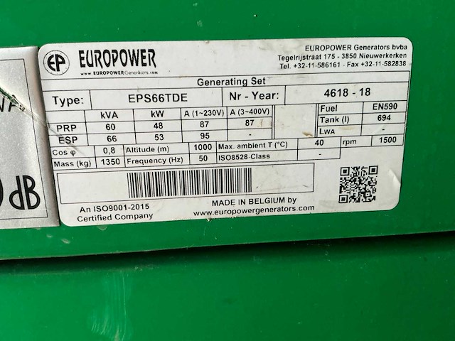 2018 europower eps66tde hybride stroomaggregaat - afbeelding 10 van  26