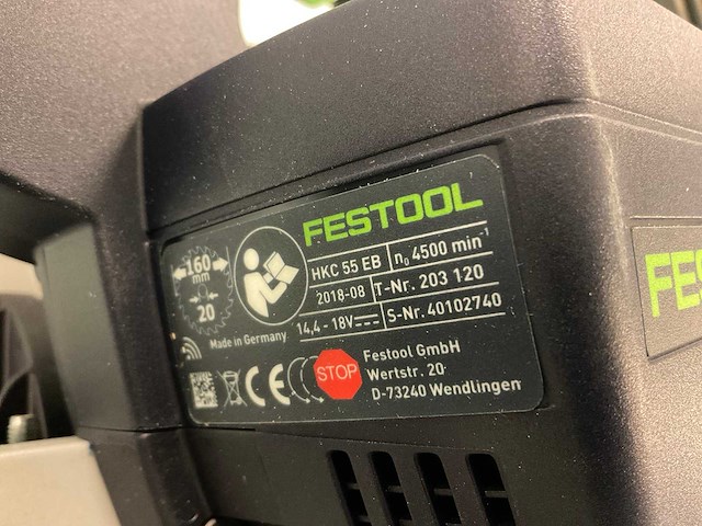 2018 festool hkc 55 eb cirkelzaagmachine - afbeelding 6 van  7