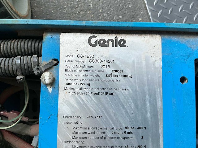 2018 genie gs-1932 schaarhoogwerker - afbeelding 20 van  28