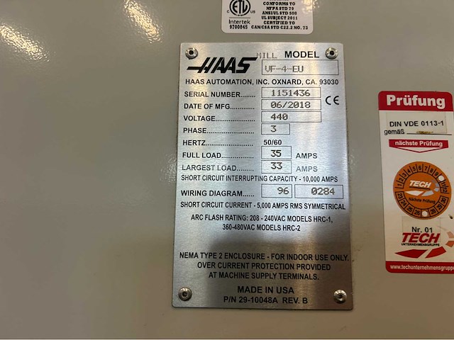 2018 haas vf-4 cnc universele machinecentrum - afbeelding 9 van  17