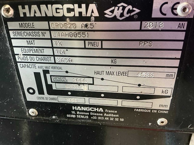 2018 hangcha cpds20 vorkheftruck - afbeelding 6 van  14