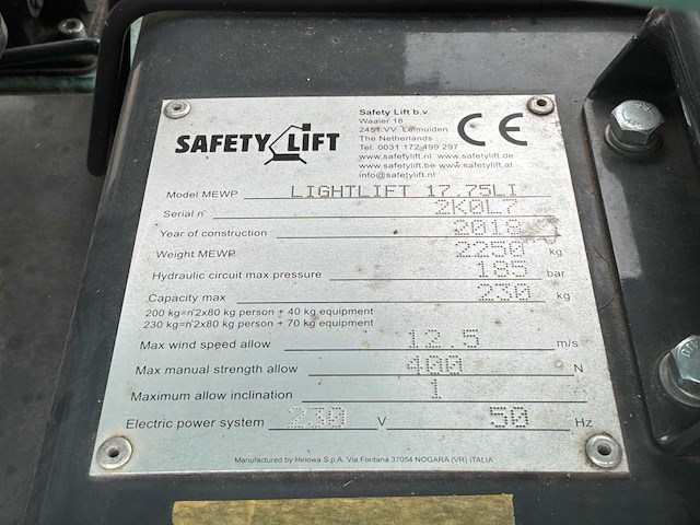 2018 hinowa lightlift 17.75 performance iiis spinhoogwerker - afbeelding 30 van  36