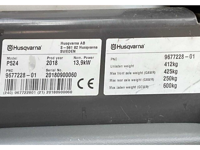 2018 husqvarna p524 gazonmaaier / zitmaaier - afbeelding 9 van  17