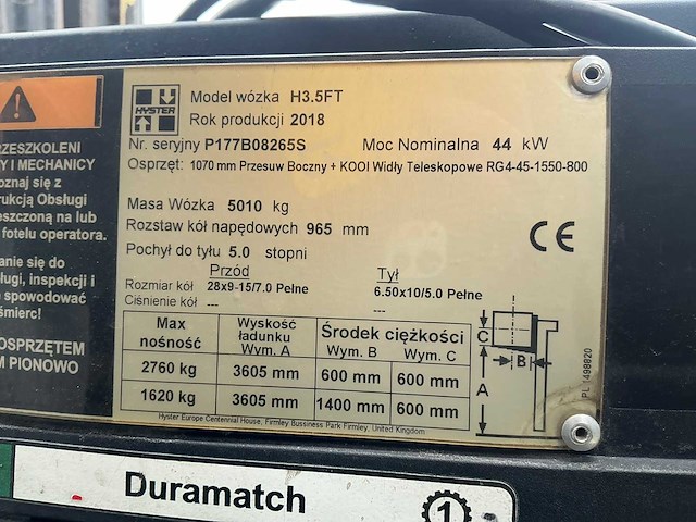 2018 hyster h3.5ft vorkheftruck - afbeelding 21 van  21