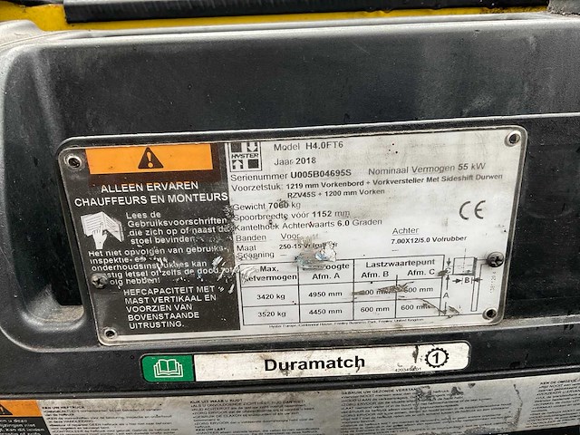 2018 hyster h4.0ft6 vorkheftruck - afbeelding 9 van  23