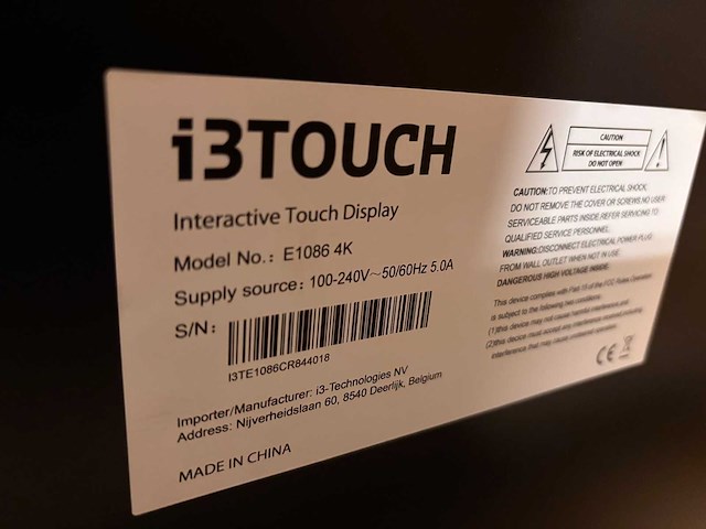 2018 i3touch e1086 4k interactive touchscreen 86" - afbeelding 2 van  6