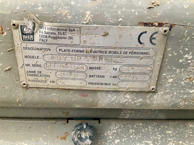 2018 imer/iteco easy up5sp hoogwerker - afbeelding 6 van  15