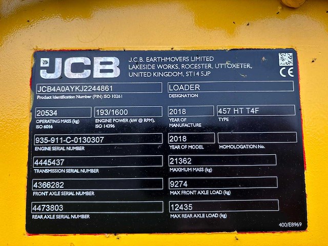 2018 jcb 437 wiellader - afbeelding 54 van  58