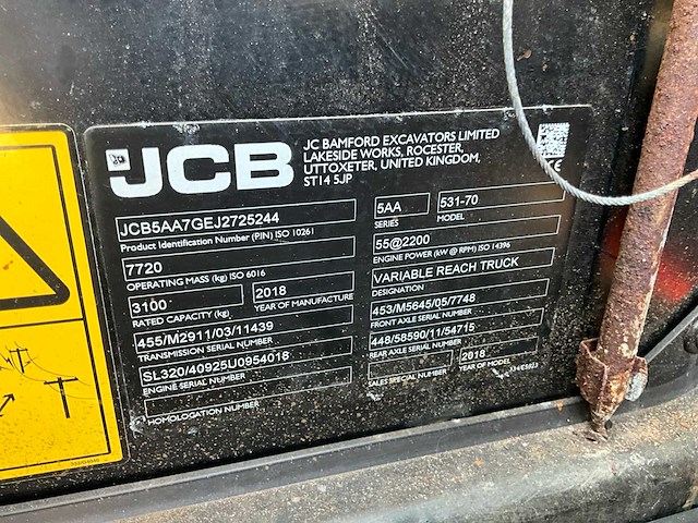 2018 jcb 531-70 verreiker - afbeelding 3 van  13
