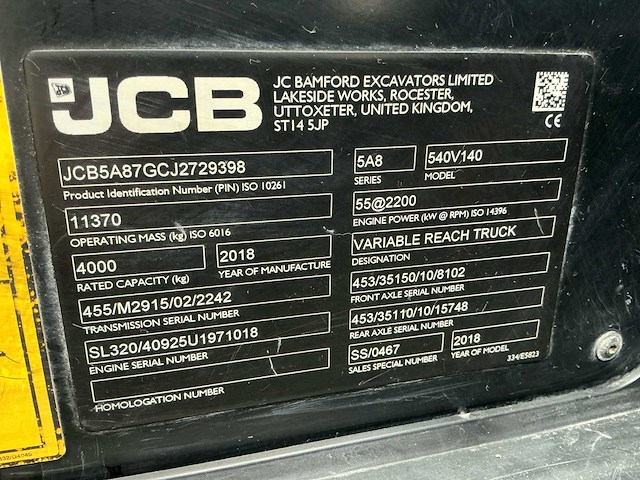 2018 jcb 540-140 hiviz s&s - afbeelding 30 van  35