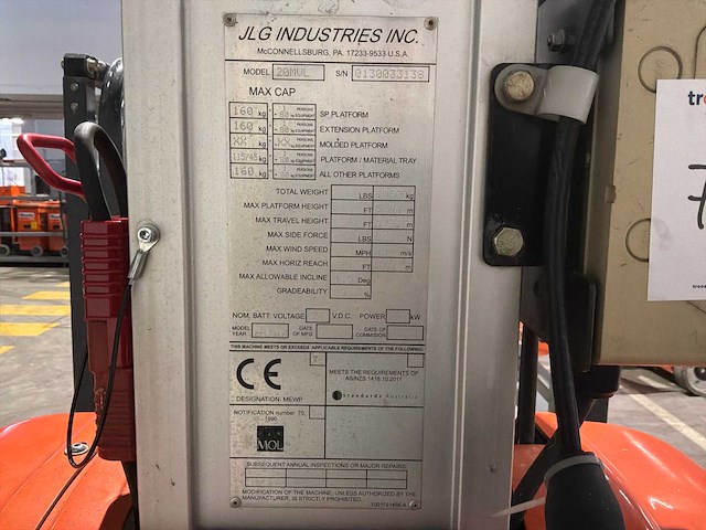 2018 jlg 20mvl hoogwerker / personenlift - afbeelding 4 van  12