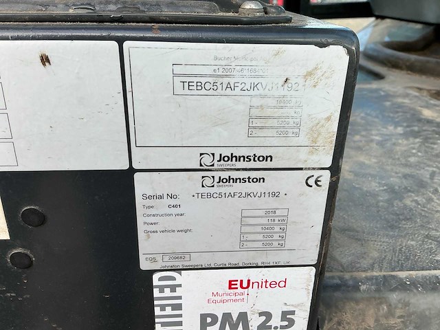 2018 johnston c401 veegmachine - afbeelding 35 van  41