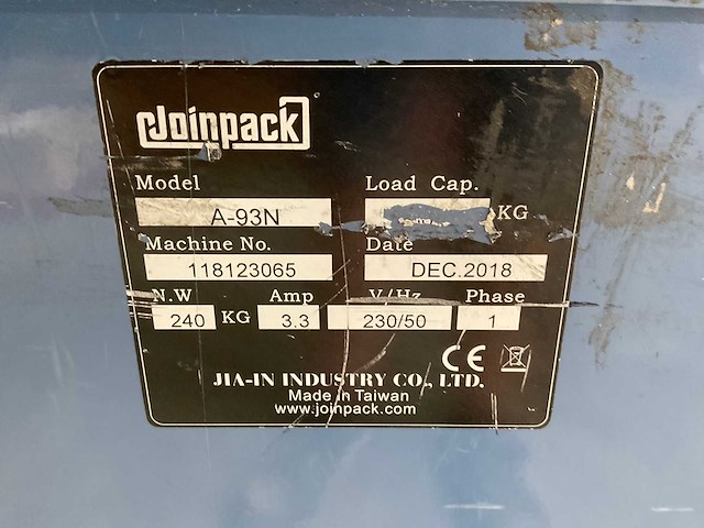 2018 joinpack a-93n automatische omsnoeringsmachine - afbeelding 6 van  6