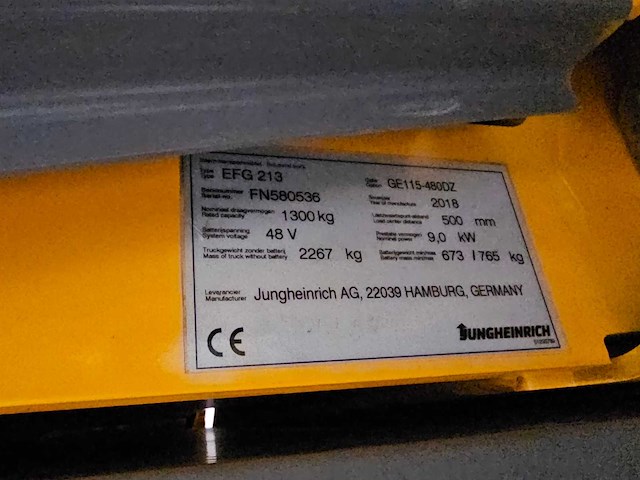 2018 jung heinrich efg 213 vorkheftruck - afbeelding 21 van  24
