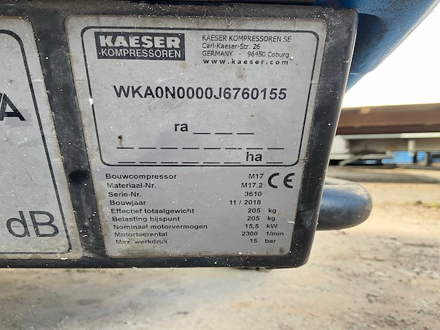 2018 kaeser mobilair m17 hogedrukcompressor - afbeelding 6 van  6