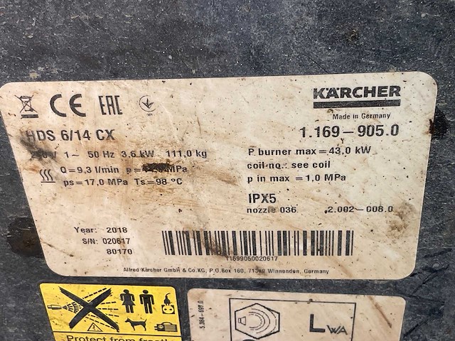 2018 kärcher hds 6/14 cx stoomreiniger - afbeelding 9 van  9