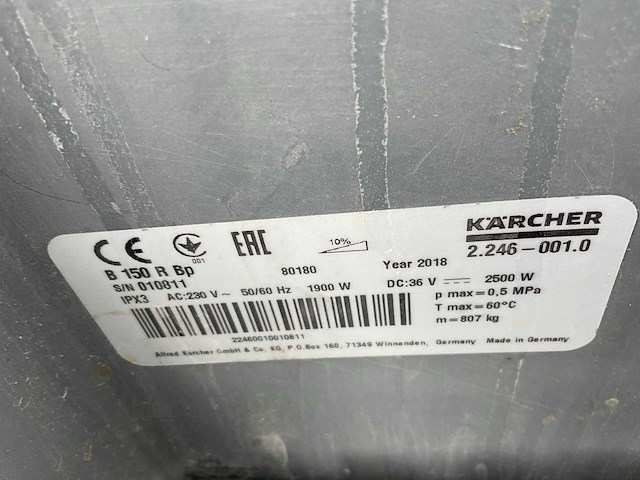 2018 kärcher professional b150r bp zelfrijdende schrobzuigmachine - afbeelding 3 van  11