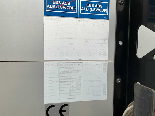 2018 kögel sn24 schuifzeil oplegger ov-95-bb - afbeelding 16 van  29