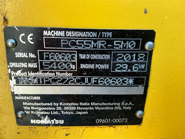 2018 komatsu pc55mr-5mi midigraafmachine - afbeelding 23 van  29
