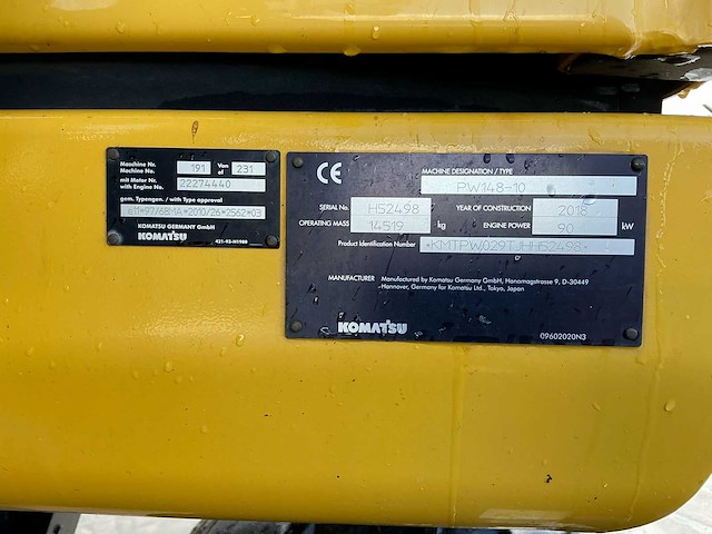 2018 komatsu pw148-10 banden graafmachine - afbeelding 24 van  26