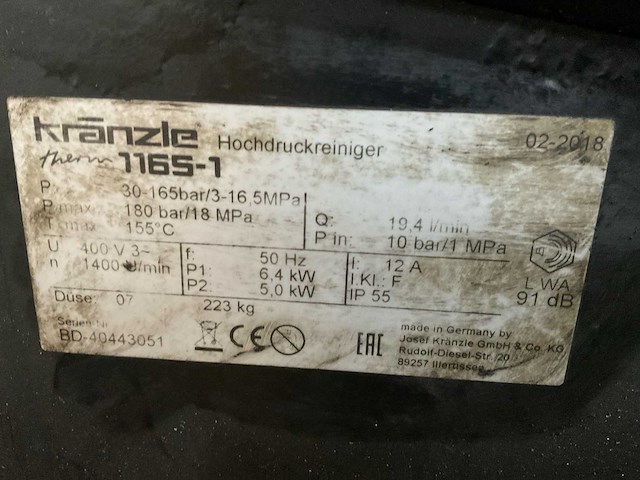 2018 kränzle 1165-1 stoomreiniger - afbeelding 2 van  10