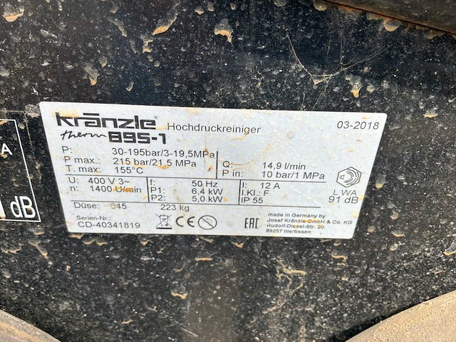 2018 kränzle therm 895-1 hogedrukreiniger - afbeelding 7 van  7