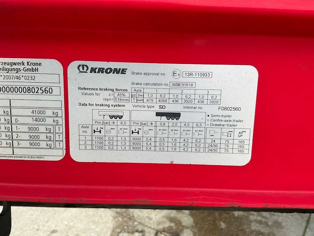 2018 krone sd oplegger - afbeelding 7 van  25