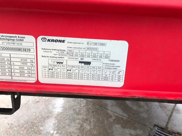 2018 krone sd oplegger - afbeelding 14 van  31