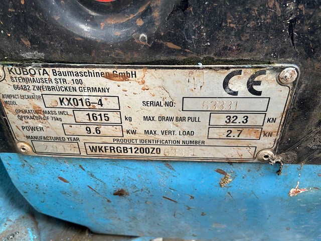 2018 kubota kx016-4 minigraafmachine - afbeelding 25 van  31