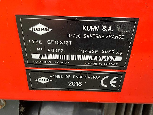 2018 kuhn gf 10812 t schudder - afbeelding 16 van  23