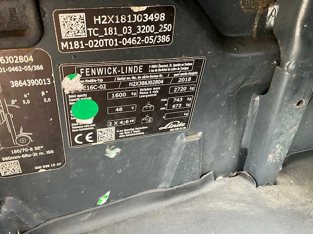 2018 linde e 16 evo vorkheftruck - afbeelding 13 van  20