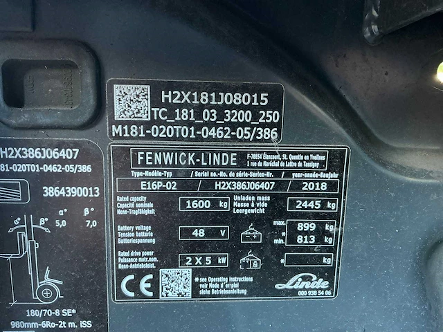 2018 linde e16p-02 vorkheftruck - afbeelding 28 van  34