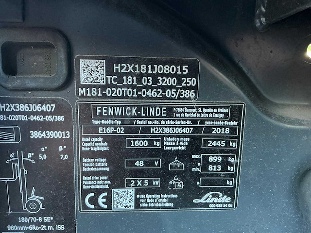 2018 linde e16p-02 vorkheftruck - afbeelding 27 van  33
