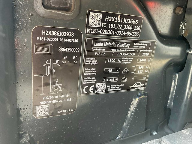 2018 linde e18-02 vorkheftruck - afbeelding 10 van  10