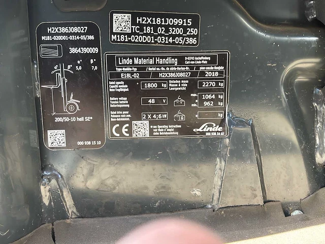 2018 linde e18l-02 evo vorkheftruck - afbeelding 25 van  29