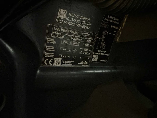 2018 linde e25ph-01/600 vorkheftruck - afbeelding 7 van  18
