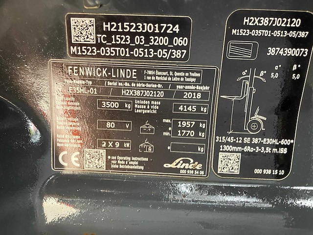 2018 linde e35 vorkheftruck - afbeelding 50 van  54